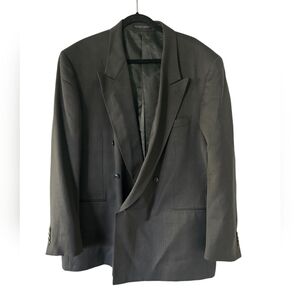 Jones New York Sports Coat 48L Gray Wool 6Button Small Hole In Back Career